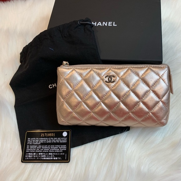 CHANEL Accessories - Chanel Metallic Pink /Rose Gold cosmetic case